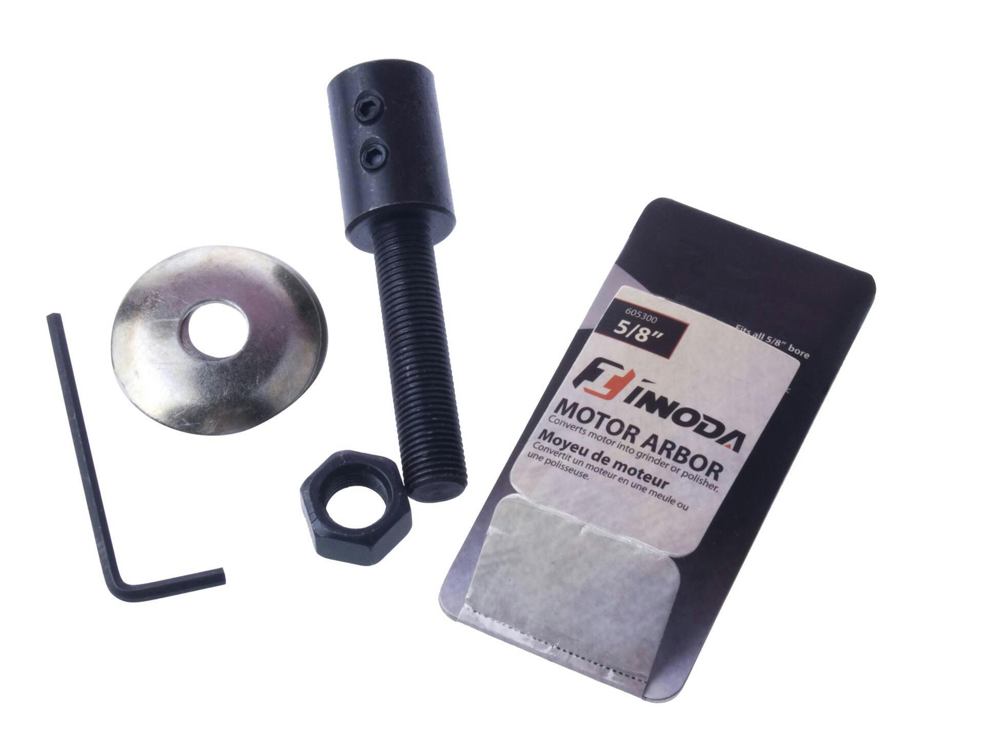 Innoda Motor Arbor with 2 Flange Rings, Black Oxide Coated, 5/8-in Shaft