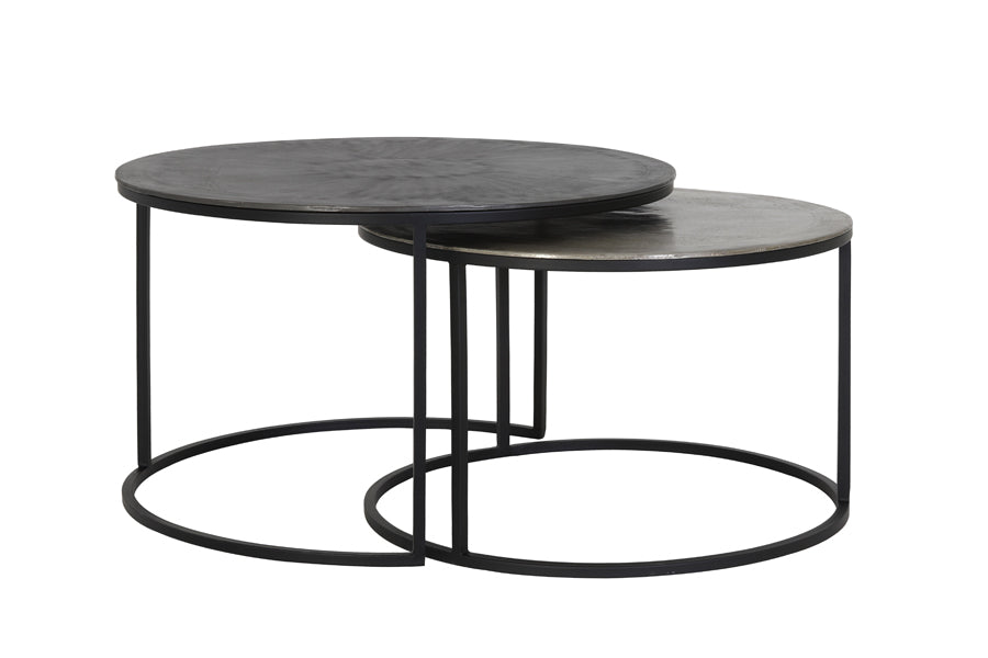 Light & Living salontafel TALCA - Ø75x45cm - zilver - Set van 2