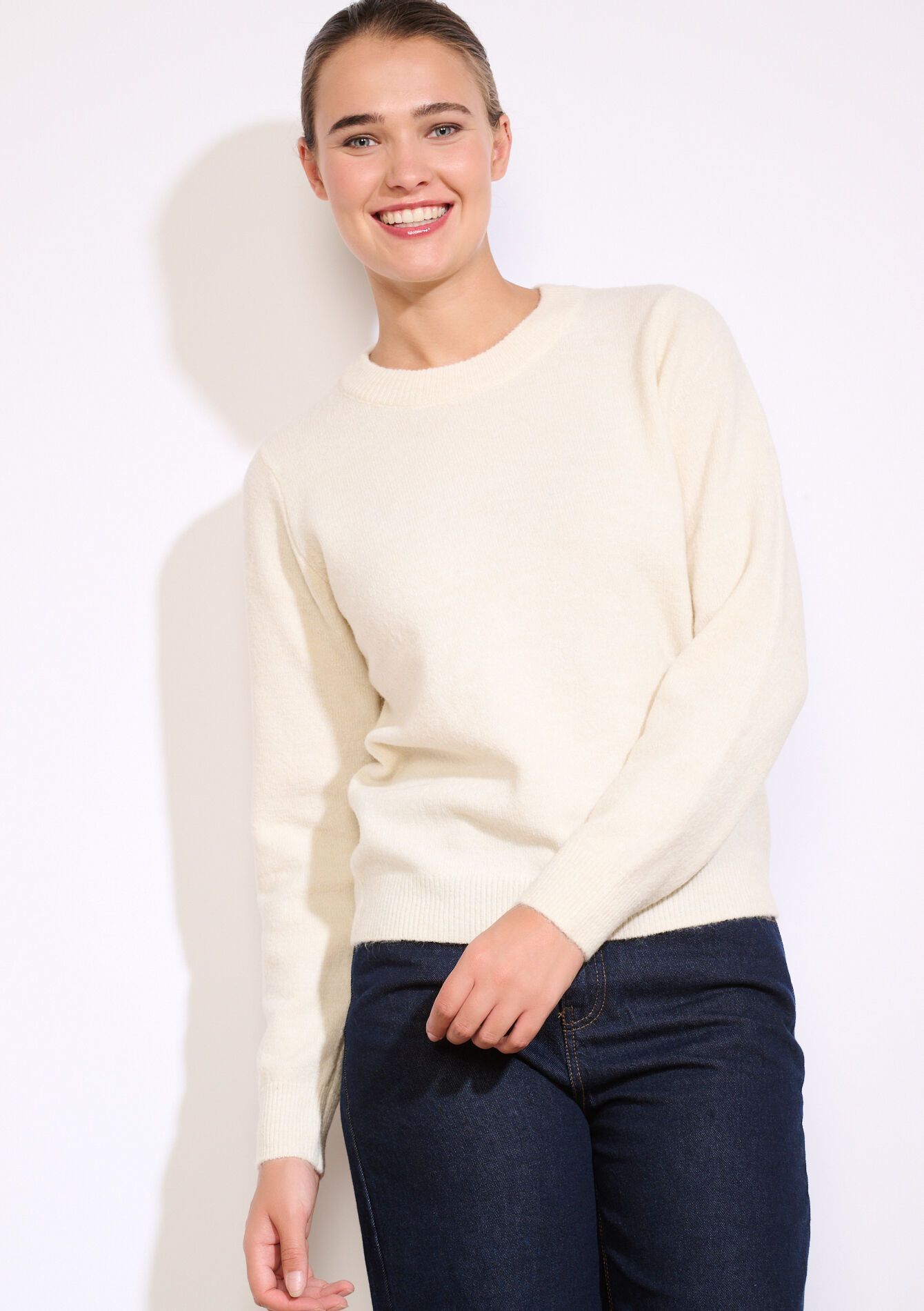 Zachte trui met ronde hals