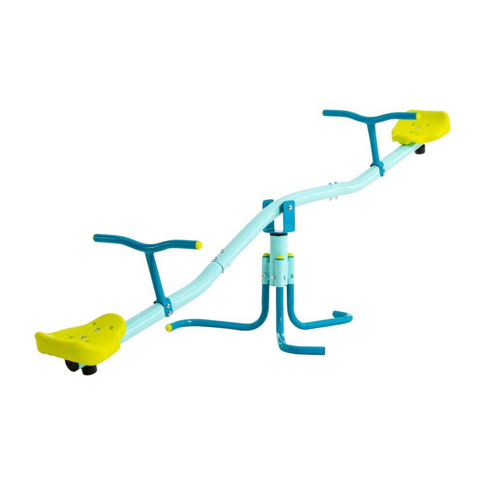 Trébuchet enfant balançoire horizontale tape-fesses bleu et vert 171x55xH62cm