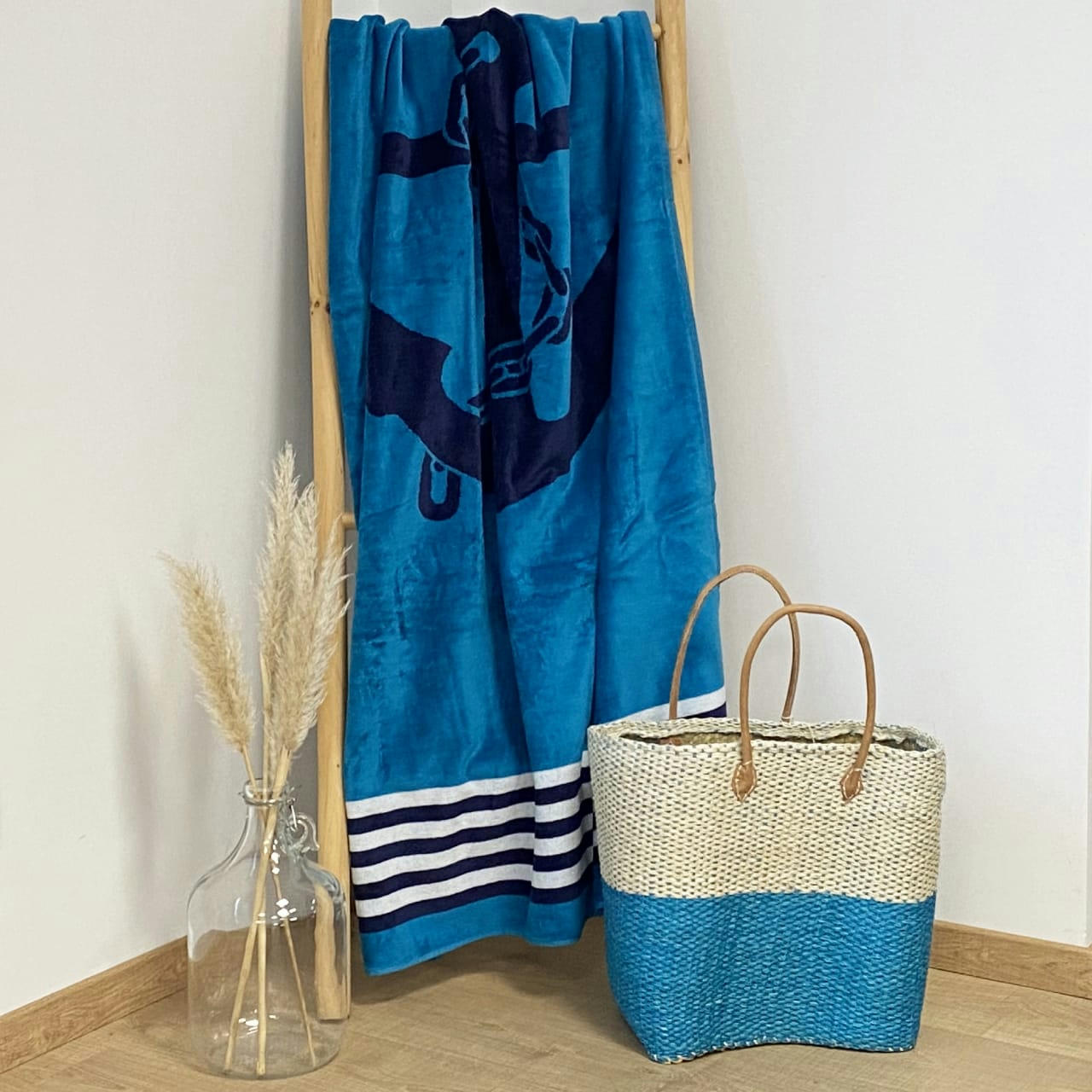 PLAGE - Serviette de plage éponge velours Jacquard Atlantic 95x175 440g/m²