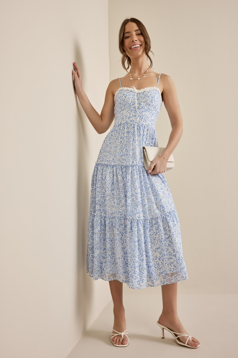 Neva Ditsy Floral Midi Dress