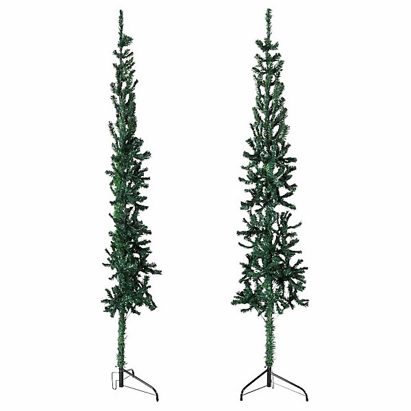 Demi sapin de Noël artificiel mince avec support Vert 120 cm vidaXL