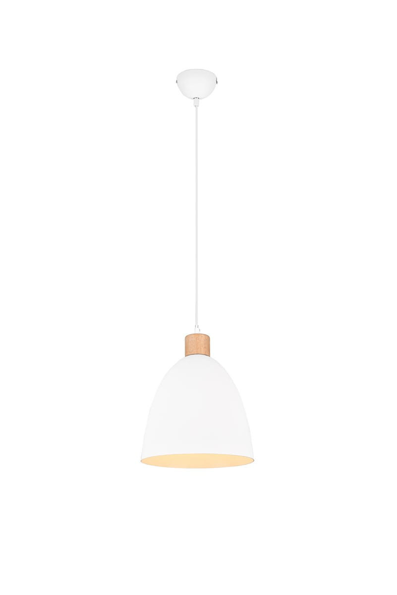 Lampa wisząca biała jasne drewno JAGGER 1xE27x40W wym: 150x25x25 cm RL