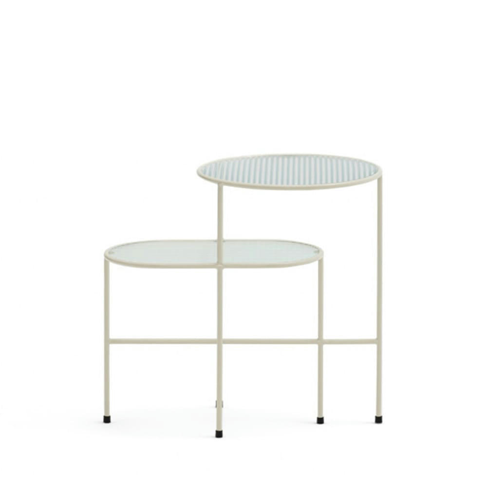 NIX - Table d'appoint en verre strié et métal blanc