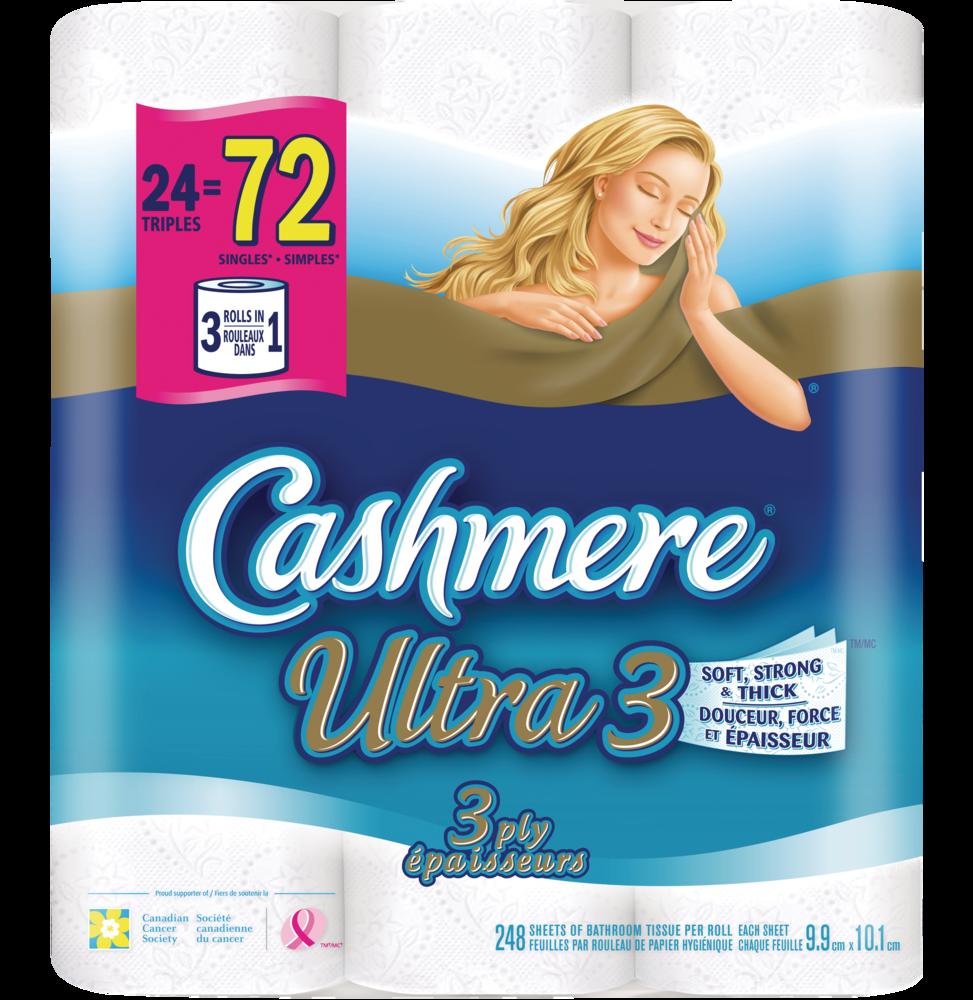 Cashmere Ultra Triple Roll Toilet Paper, 3-ply Tissue, 24-pk
