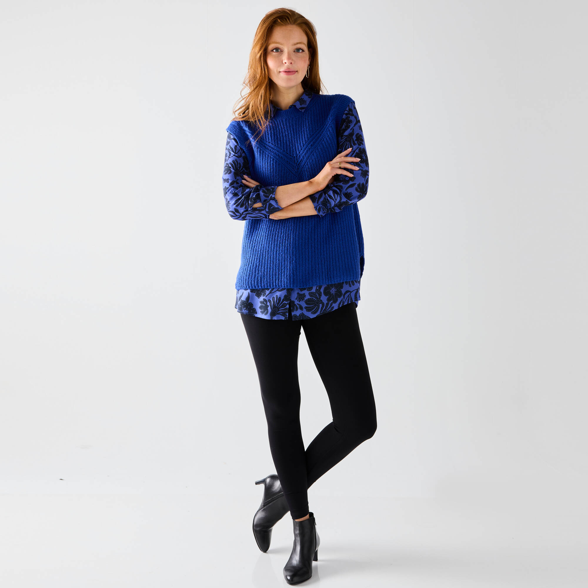 Pull sans manches, maille anglaise fantaisie