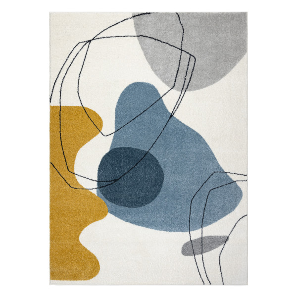 Dywan FUSION 7158 biały / żółty / niebieski - Geometryczny, 80x150 cm