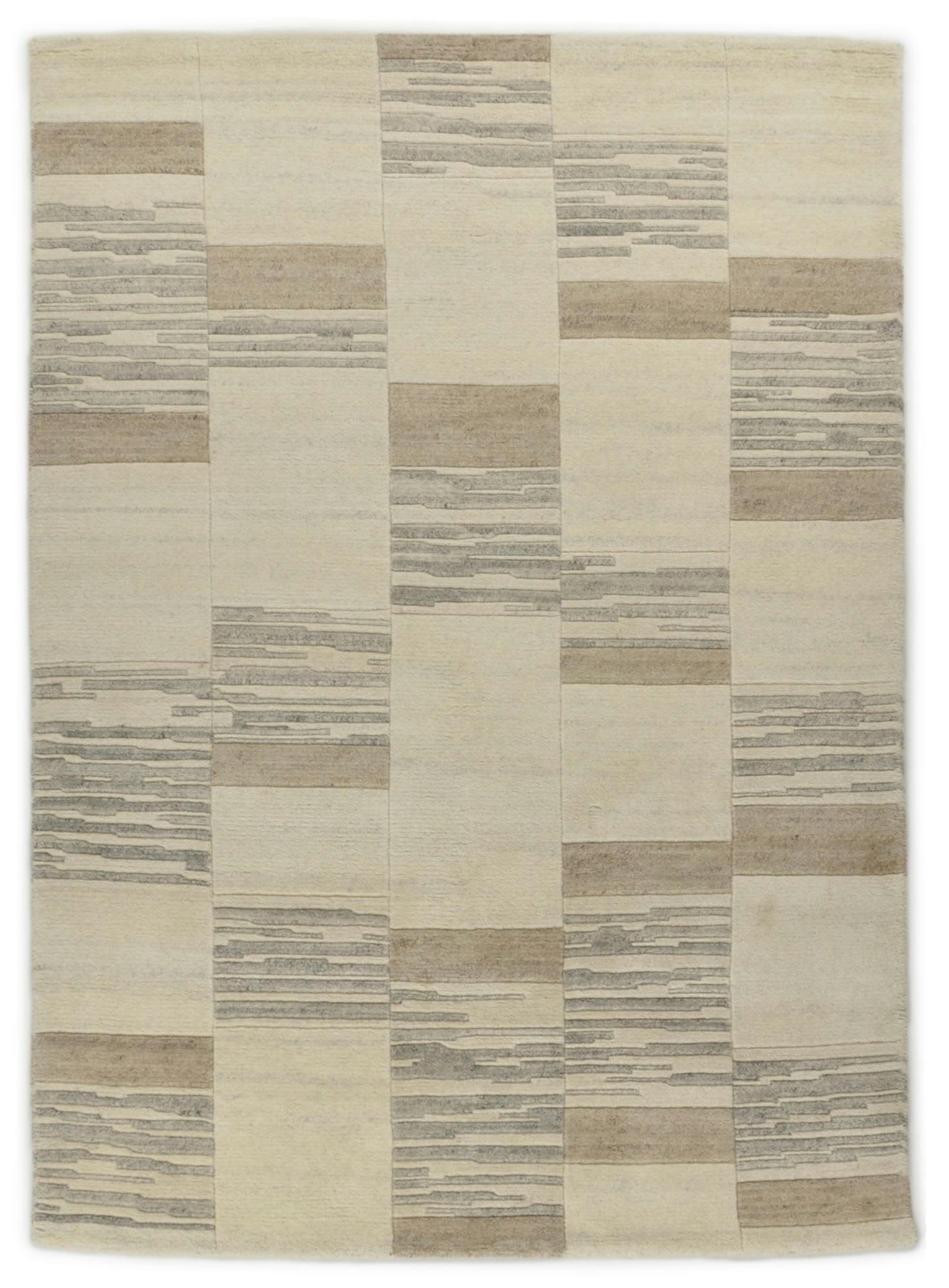 NAKARTA - Tapis moderne noué main, laine non-teinte naturel 90x160
