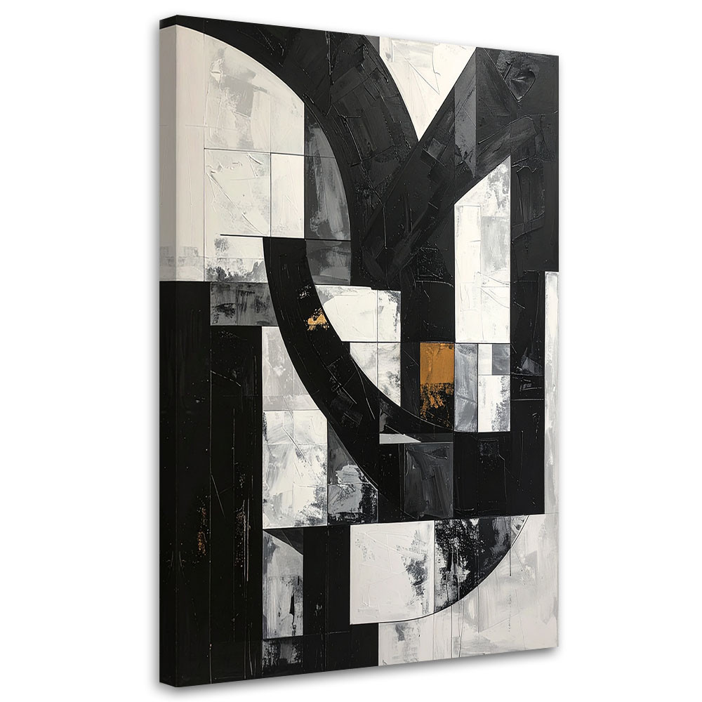 Obraz do salonu biura loftu, Geometryczne formy abstrakcja czarno 20x30