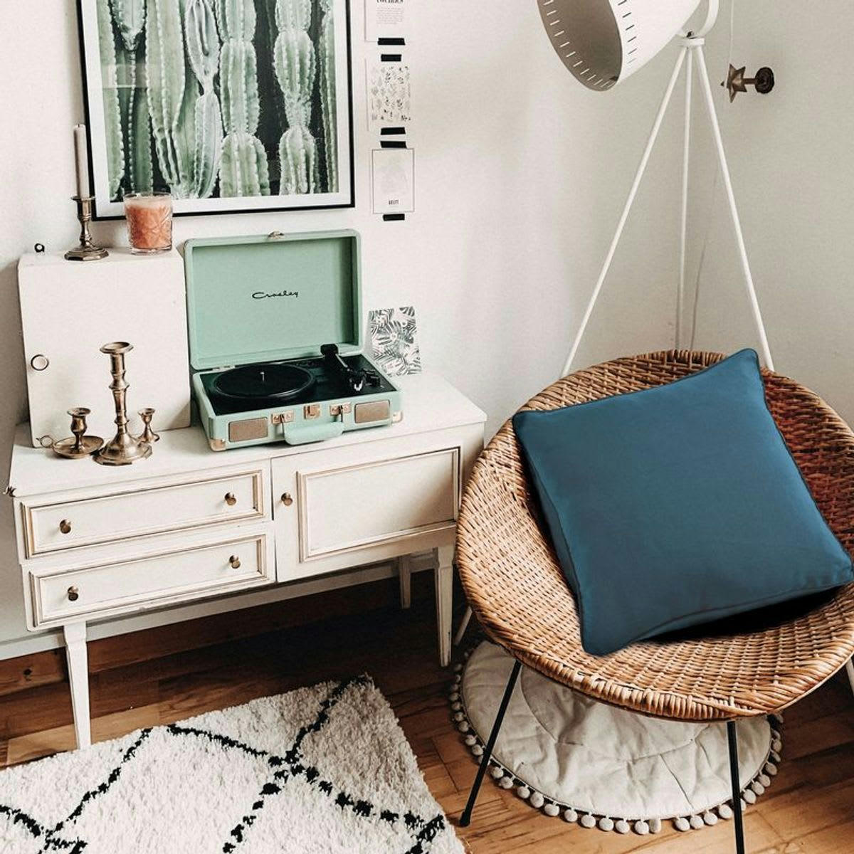 COTTON - Coussin de sol en polycoton bleu intense 70x70