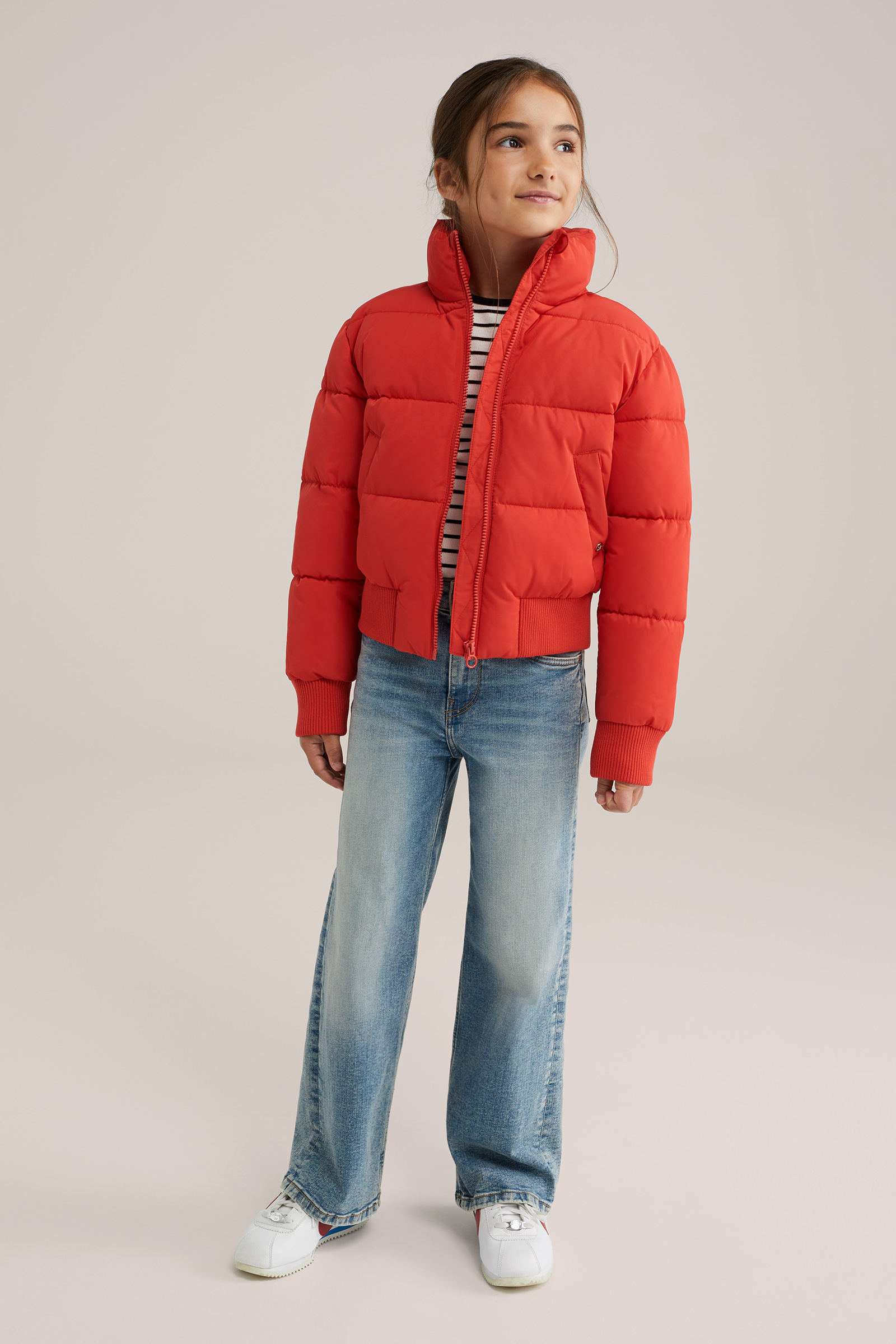 Meisjes bomberjack met opstaande kraag