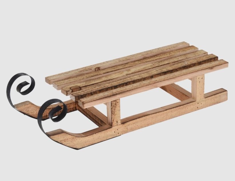 Dekoschlitten Holz Braun
