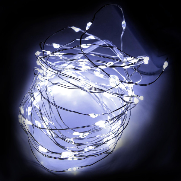 Lampki Girlanda 80 Led Zimna Biel Na Baterie