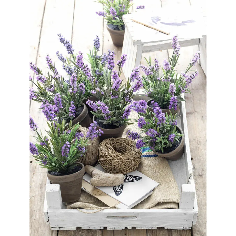 Mica Decorations Kunstplant - lavendel - paars - in pot - 20 x 33 cm