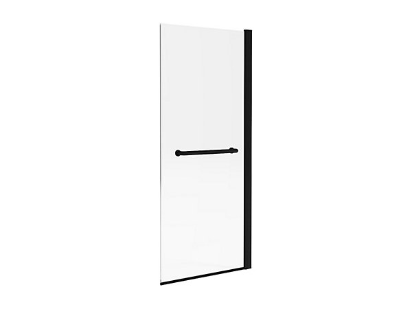 Pare baignoire avec porte-serviette en métal noir mat au style industriel - 70 x 140 cm - TOBIN