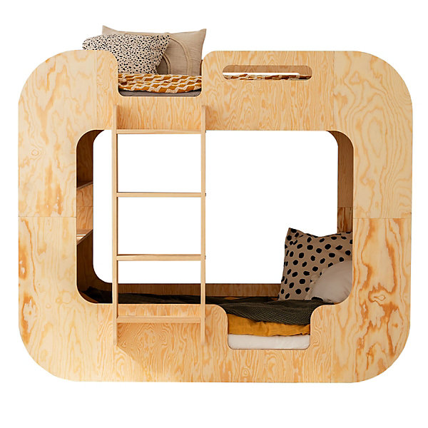 Lit superpose 90x190 echelle à gauche sommier inclus Nadège Bois