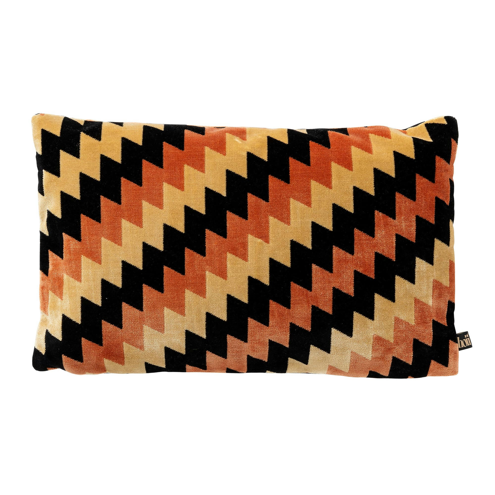 Francesco - Coussin orange en velours 30x50 cm avec motif