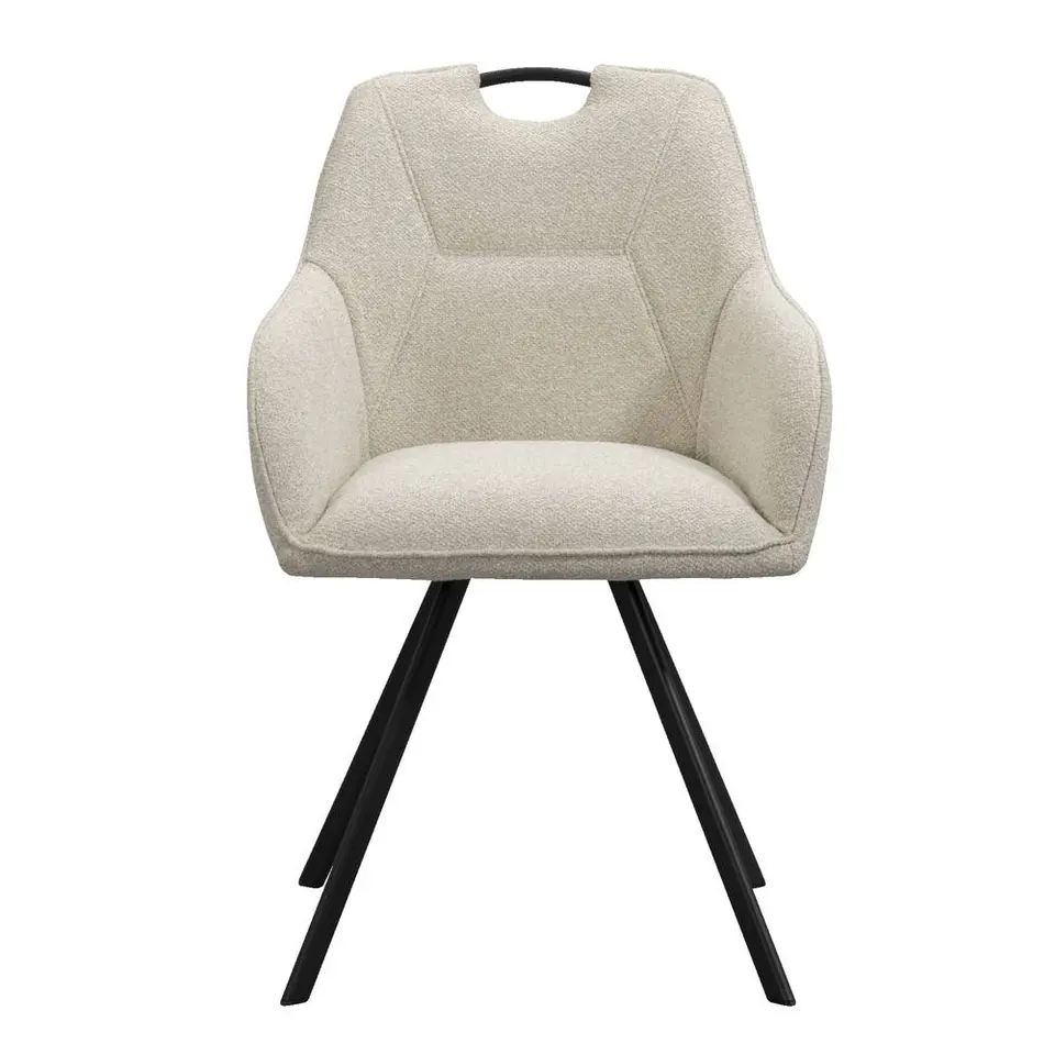 Eetkamerstoel Jesse met armleuning - boucl&eacute; - zand