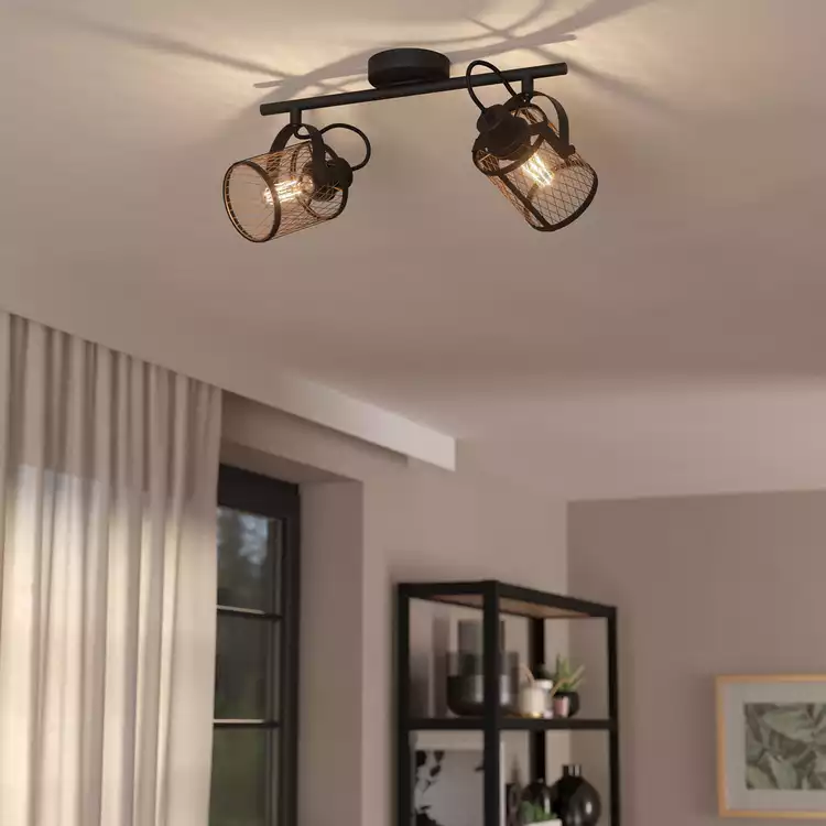 EGLO Dellow Steel 2 Light Spotlight - Black