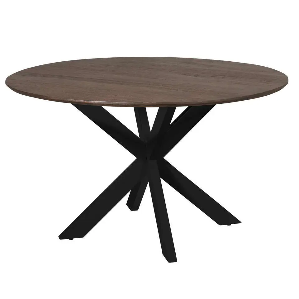 Eettafel Deens Ovaal Bruin/Zwart - 130x130x76cm - Madison