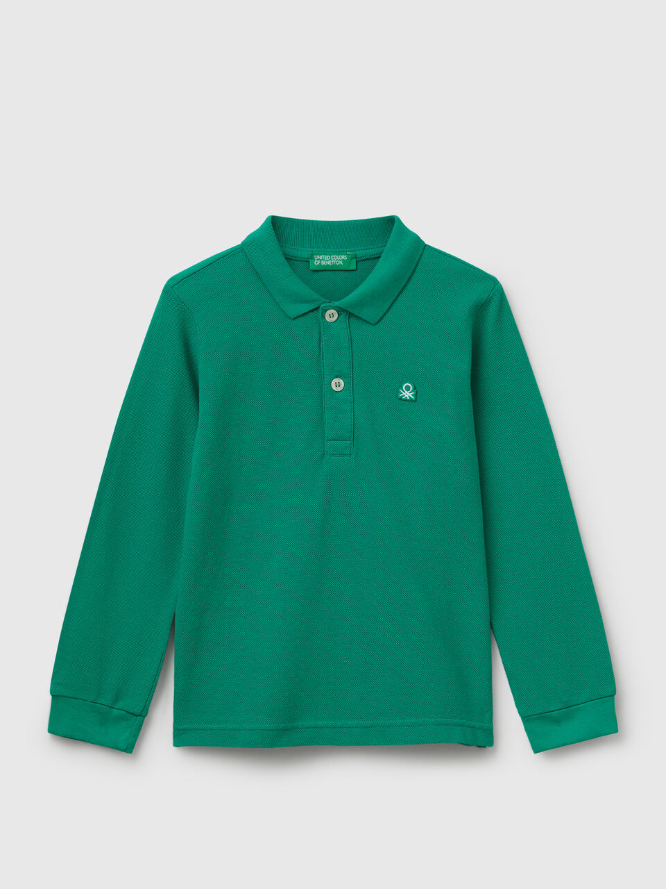 Long sleeve polo in cotton