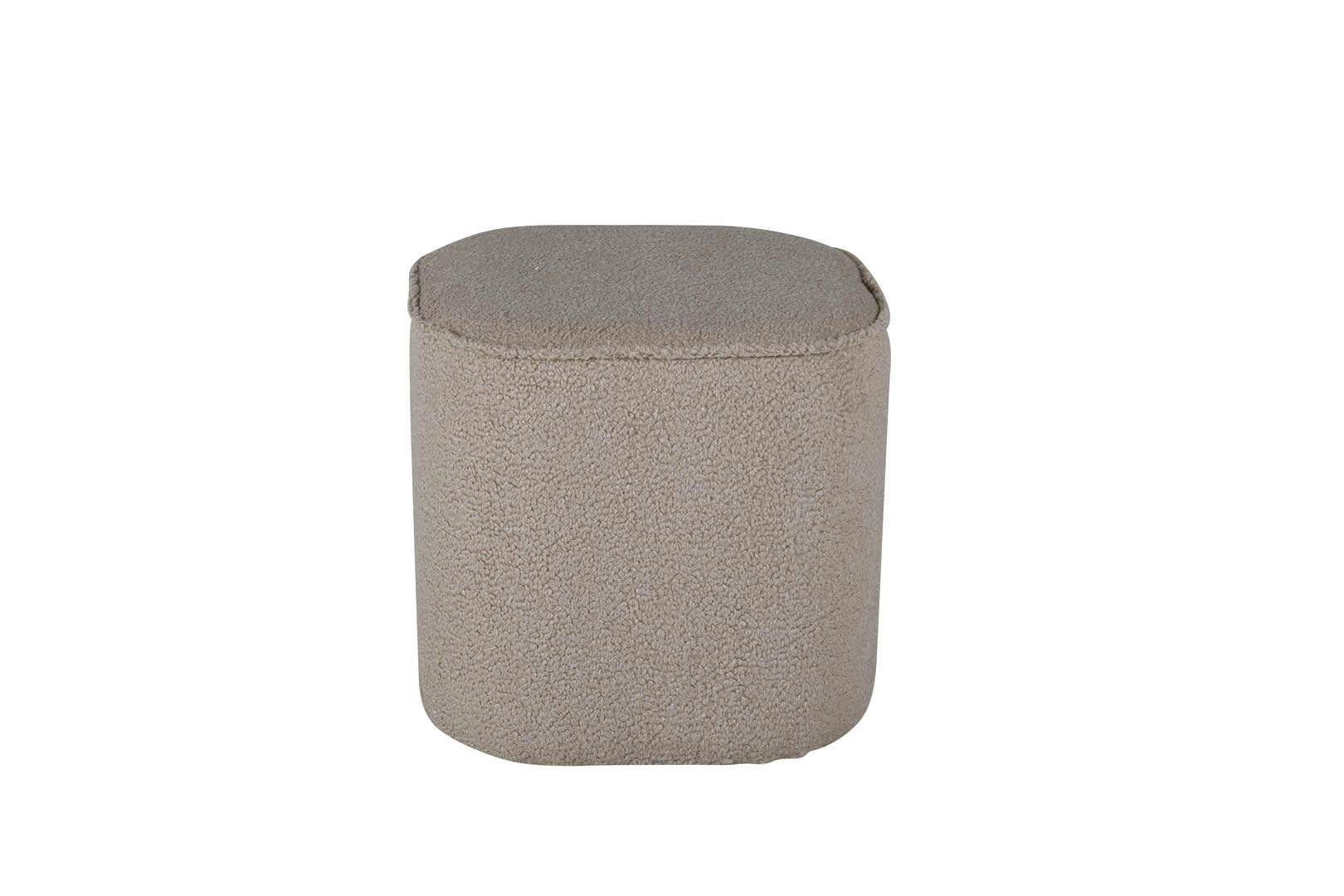 POLMO - Pouf cube en tissu bouclé beige