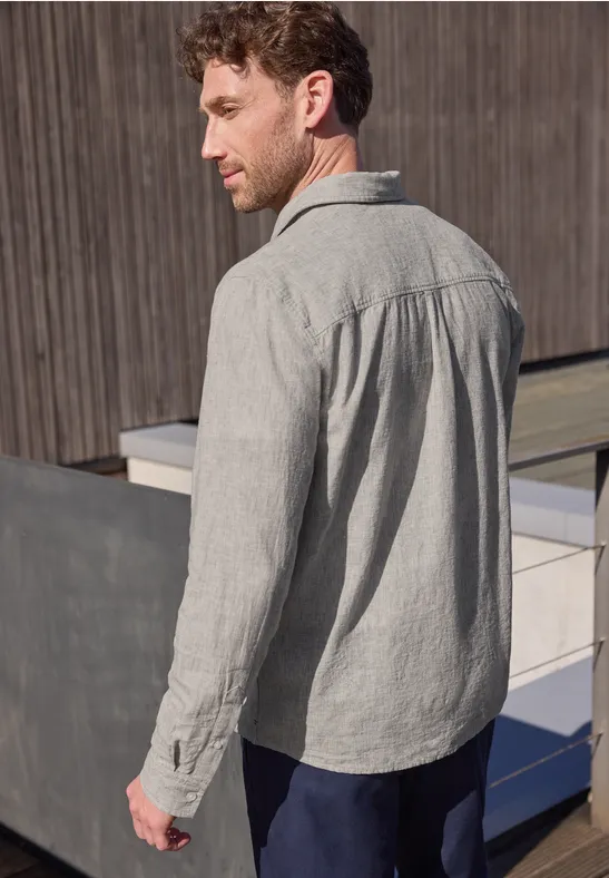 Langarm Hemd aus Leinenmix