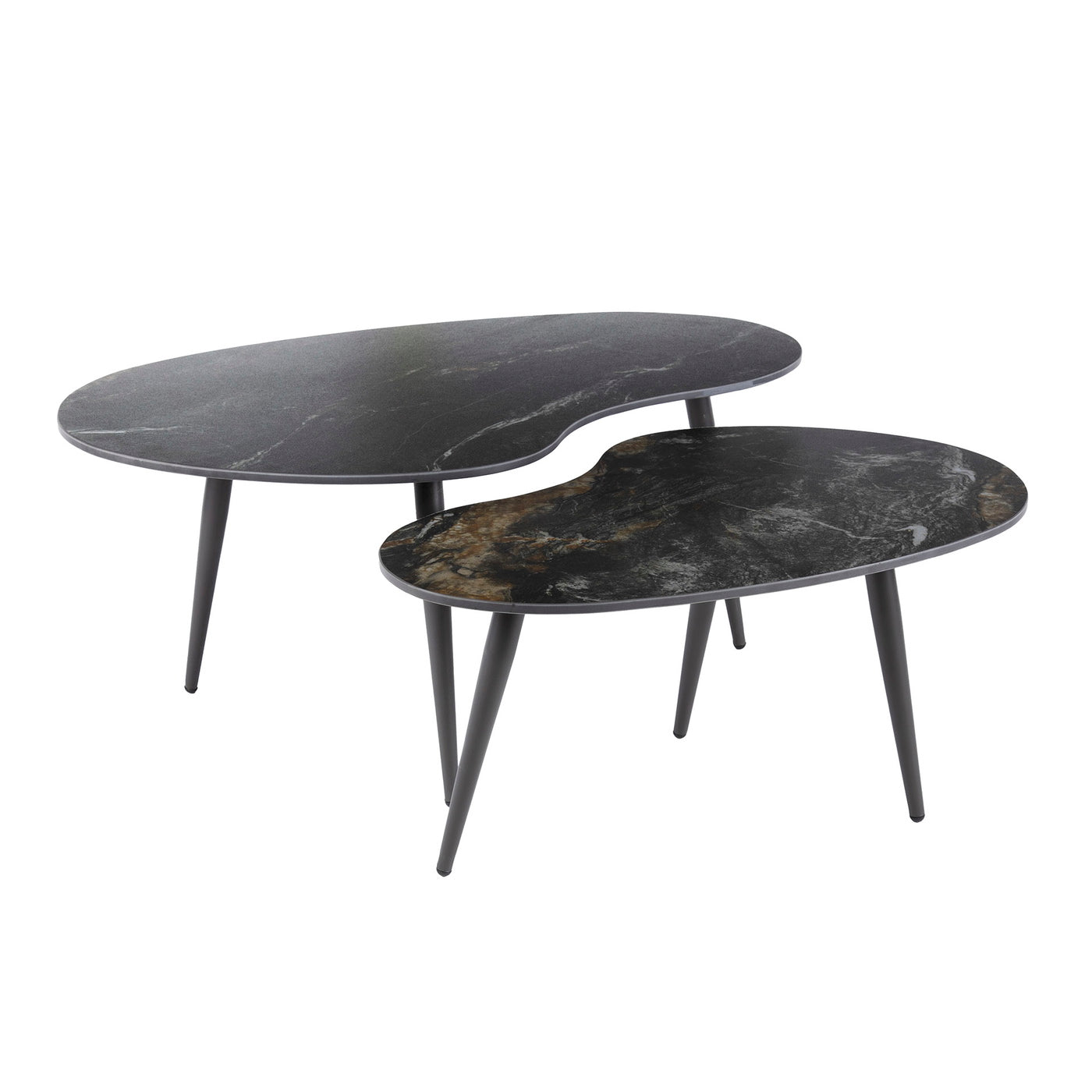 Giga Meubel Salontafel Fossil - Zwart Keramiek - Set van 2 - 91x55x35cm