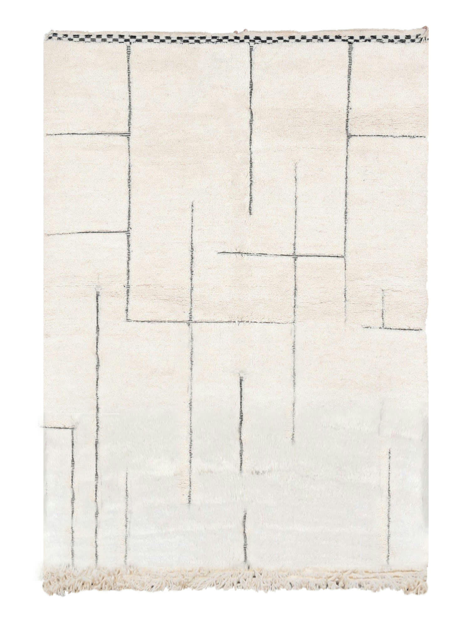 BERBERE - Tapis berbère original marocain laine noir blanc Elbadi 200x300