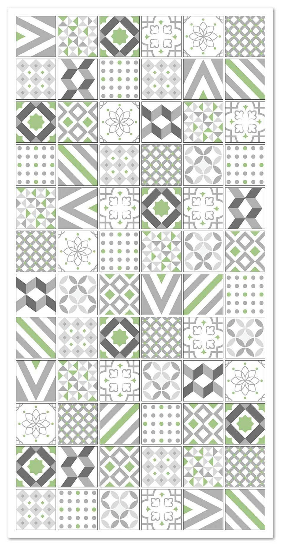 ALFOMBRAS AZULEJOS - Tapis vinyle carreaux ciments love vert 80x200cm