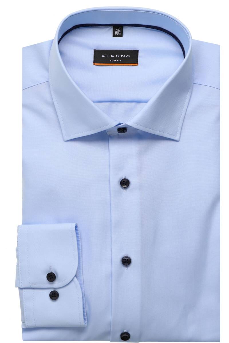 ETERNA Slim Fit Hemd hellblau, Einfarbig (extra langer Arm)