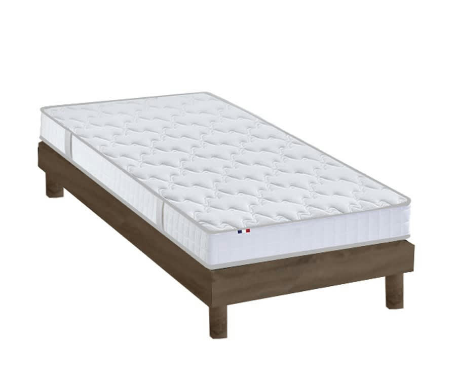 GRIS - Sommier en Kit A latte Chêne gris 90x190