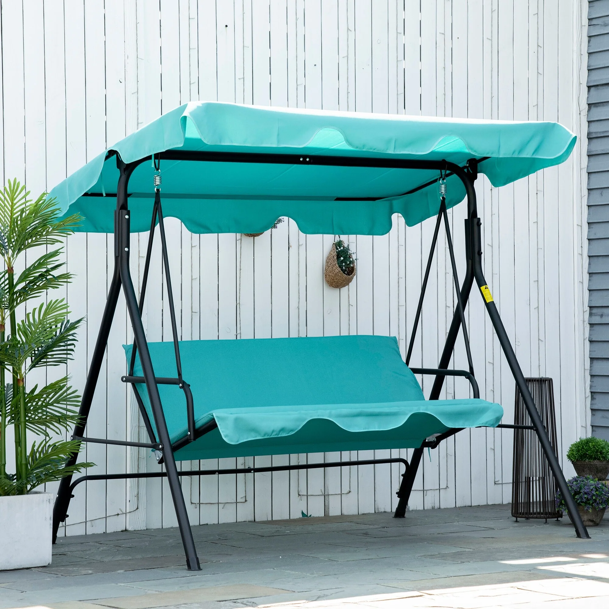 Steel 3-Person Patio Swing with Canopy