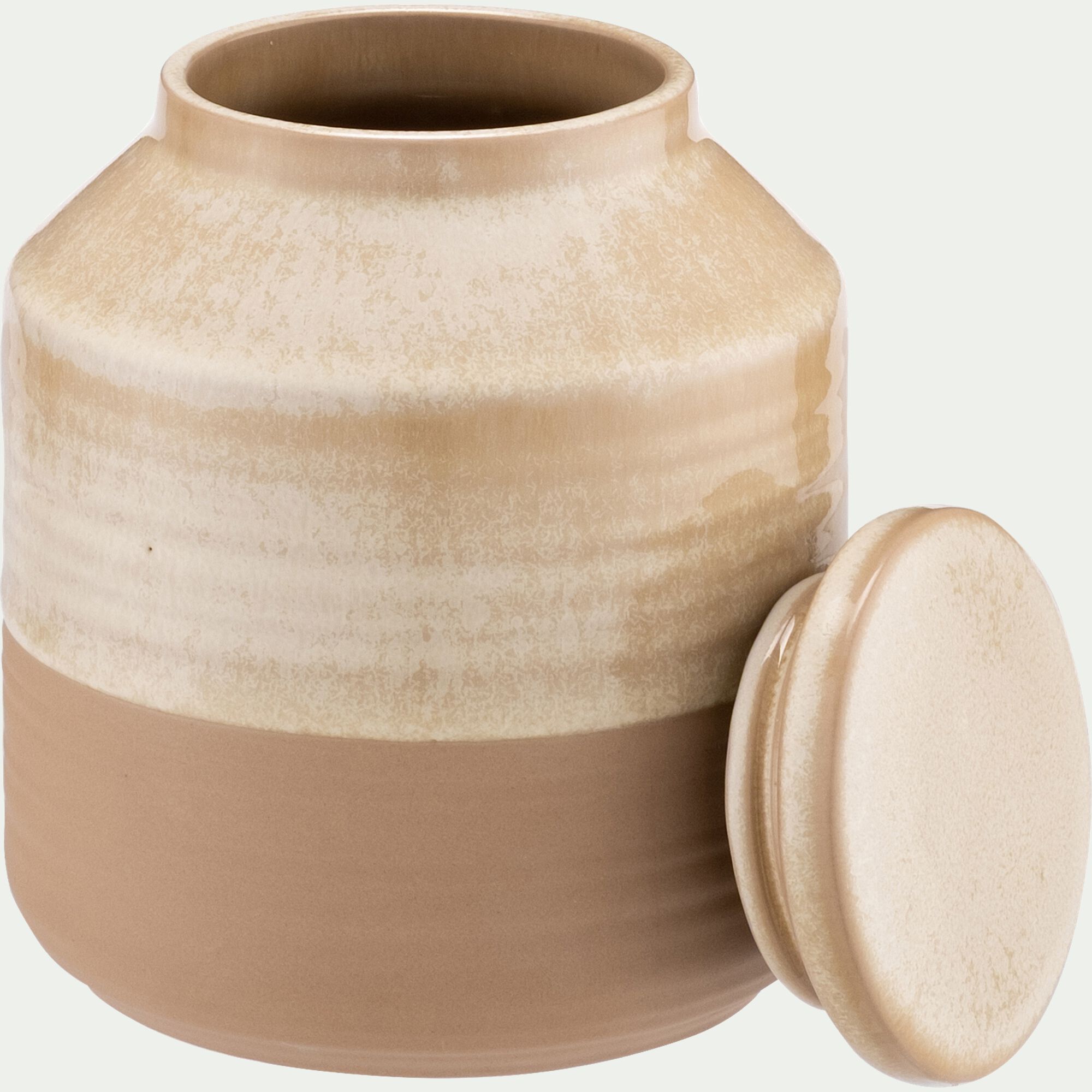 BOCARA - Bocal avec couvercle 0,75L en grès - beige