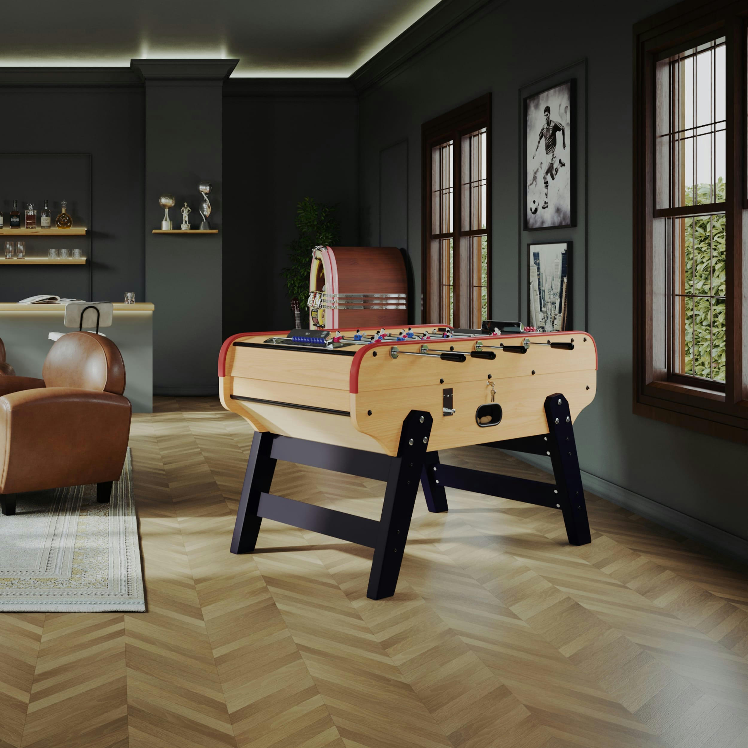 BISTROT - Baby foot avec monnayeur en bois clair