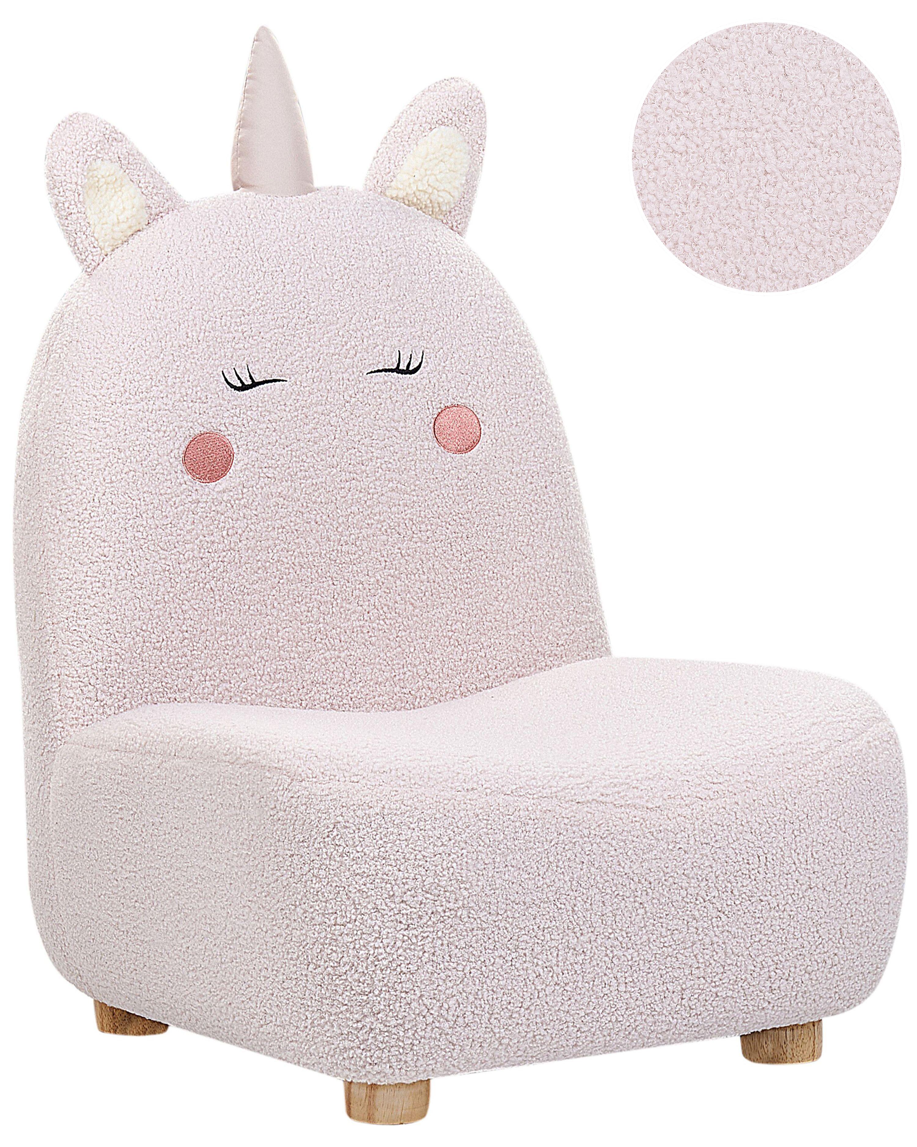 Kids Armchair Unicorn LULEA Boucle Pastel Pink
