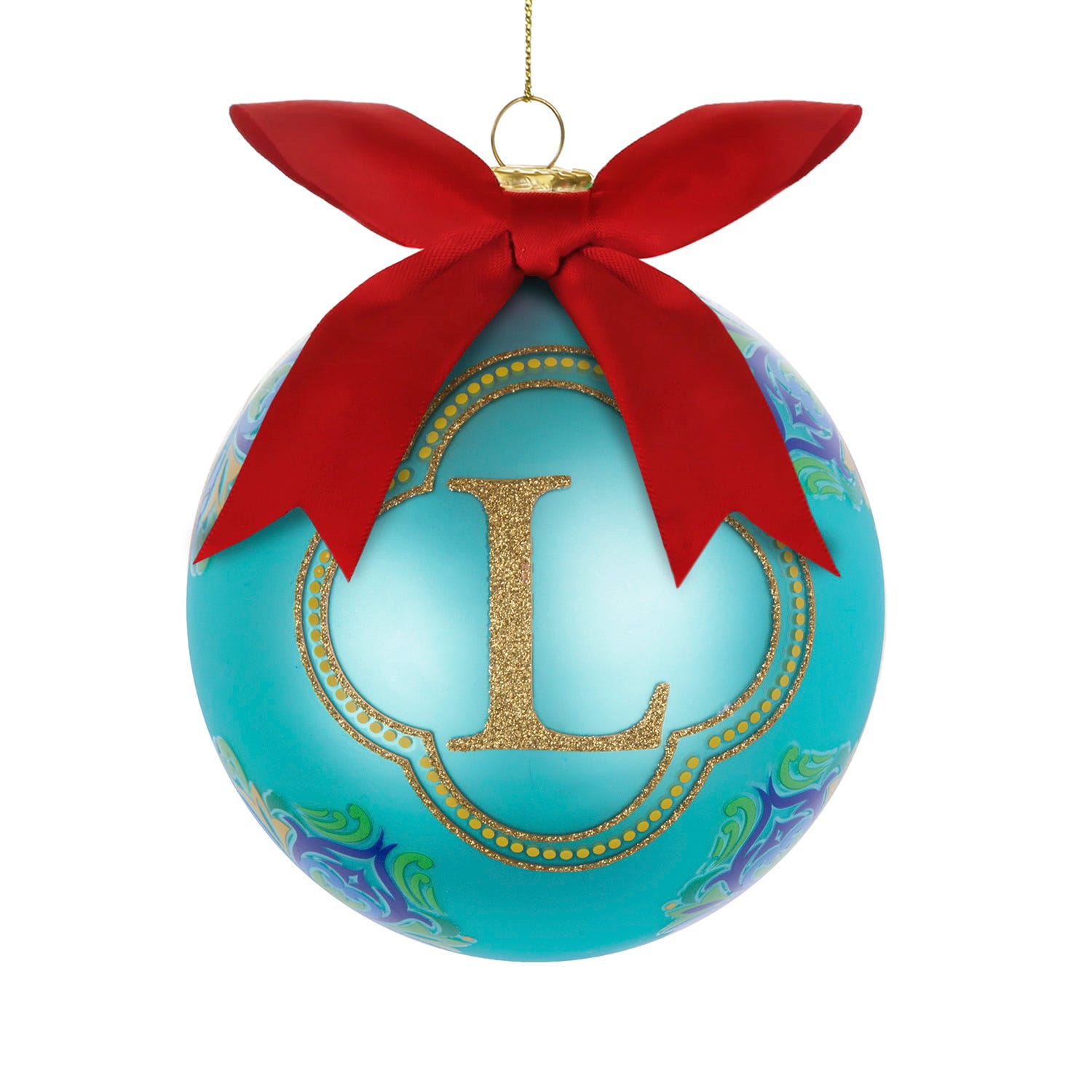 Pallina Natale lettera L 10 cm Royal Garden