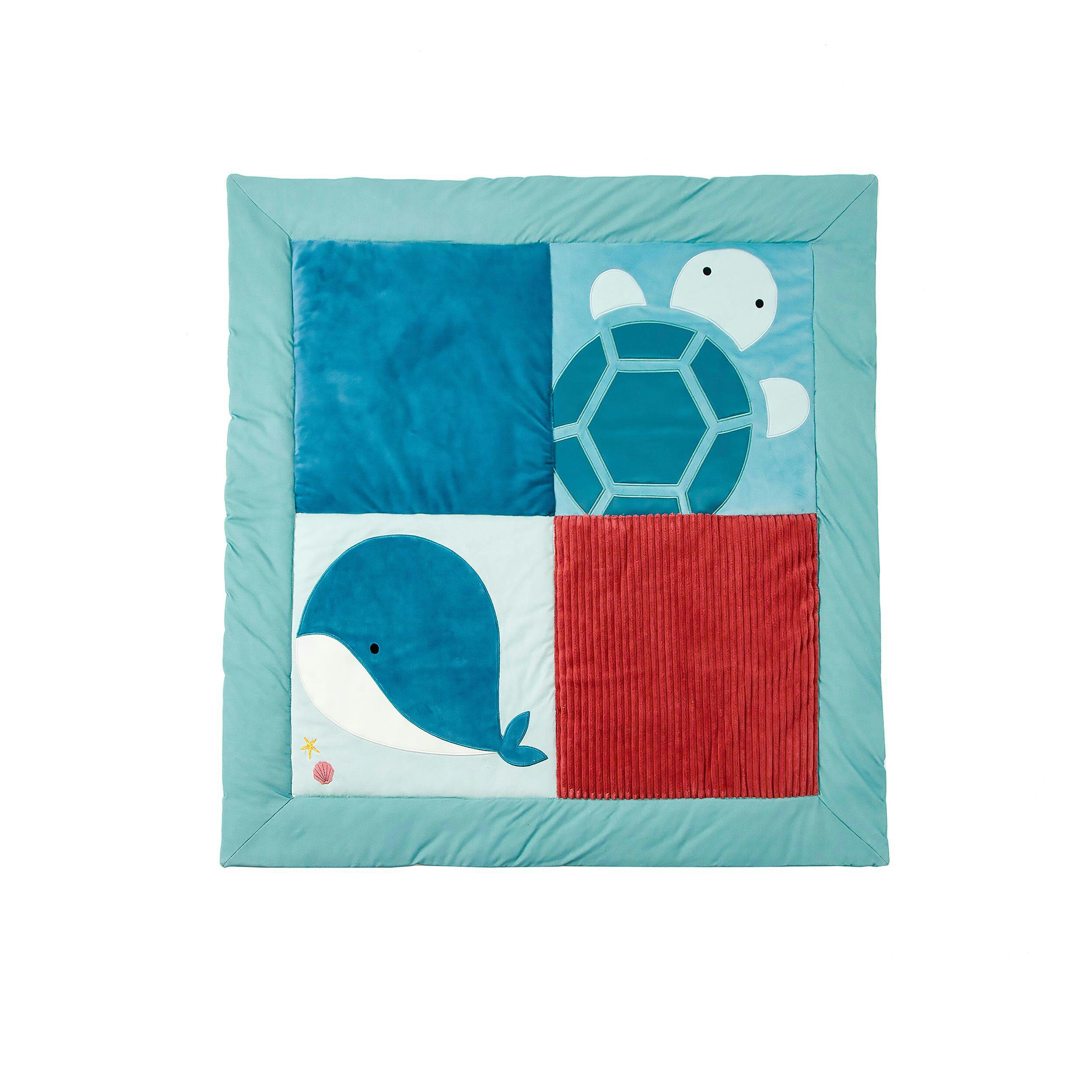 Little Big Friends Reversible Patchwork Square Sensory Playmat, Ocean, Ages 0+