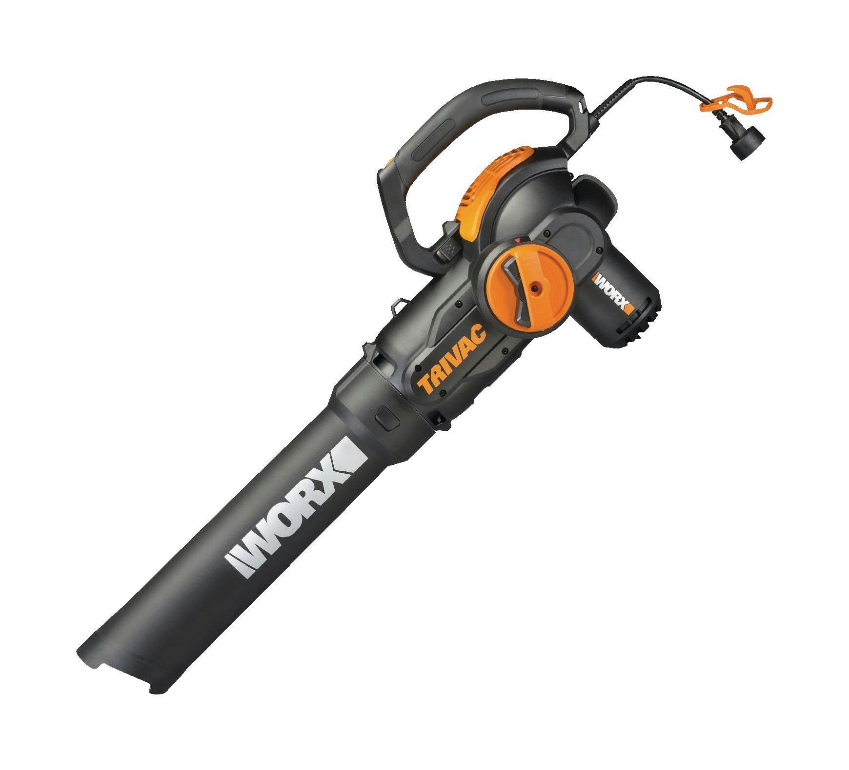 WORX WG522 Trivac 12 Amp 3-in-1 Electric Vacuum Blower/Mulcher/Vac, Black & Orange