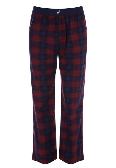 Mens Wine Check Fleece Pyjama Bottoms