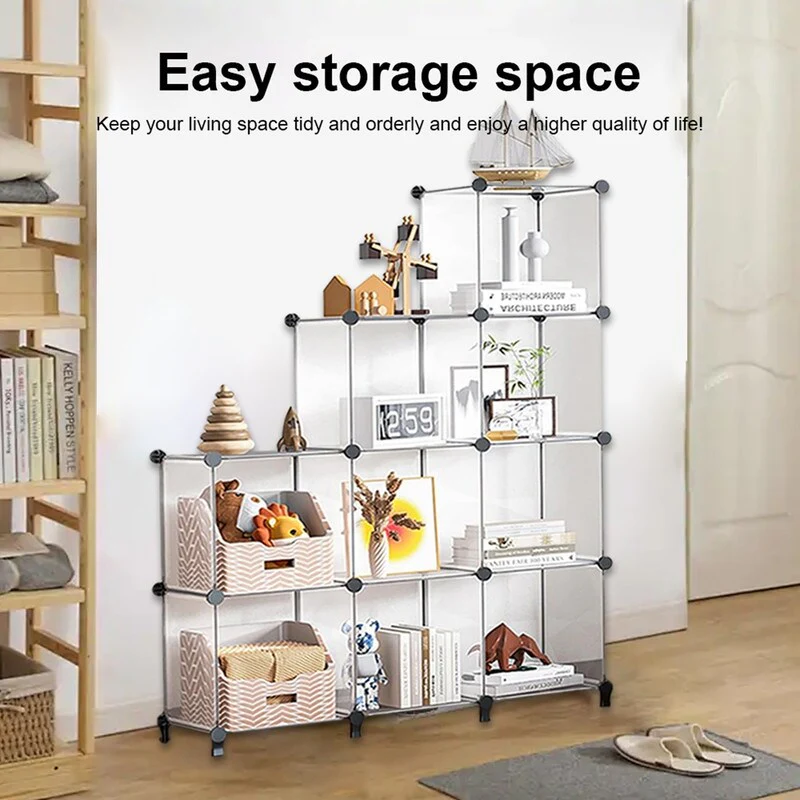 9 Cube Stackable Shoe Rack Organizer DIY Plastic Shoe Storage Cabinet for Closet & Entryway Black - N/A