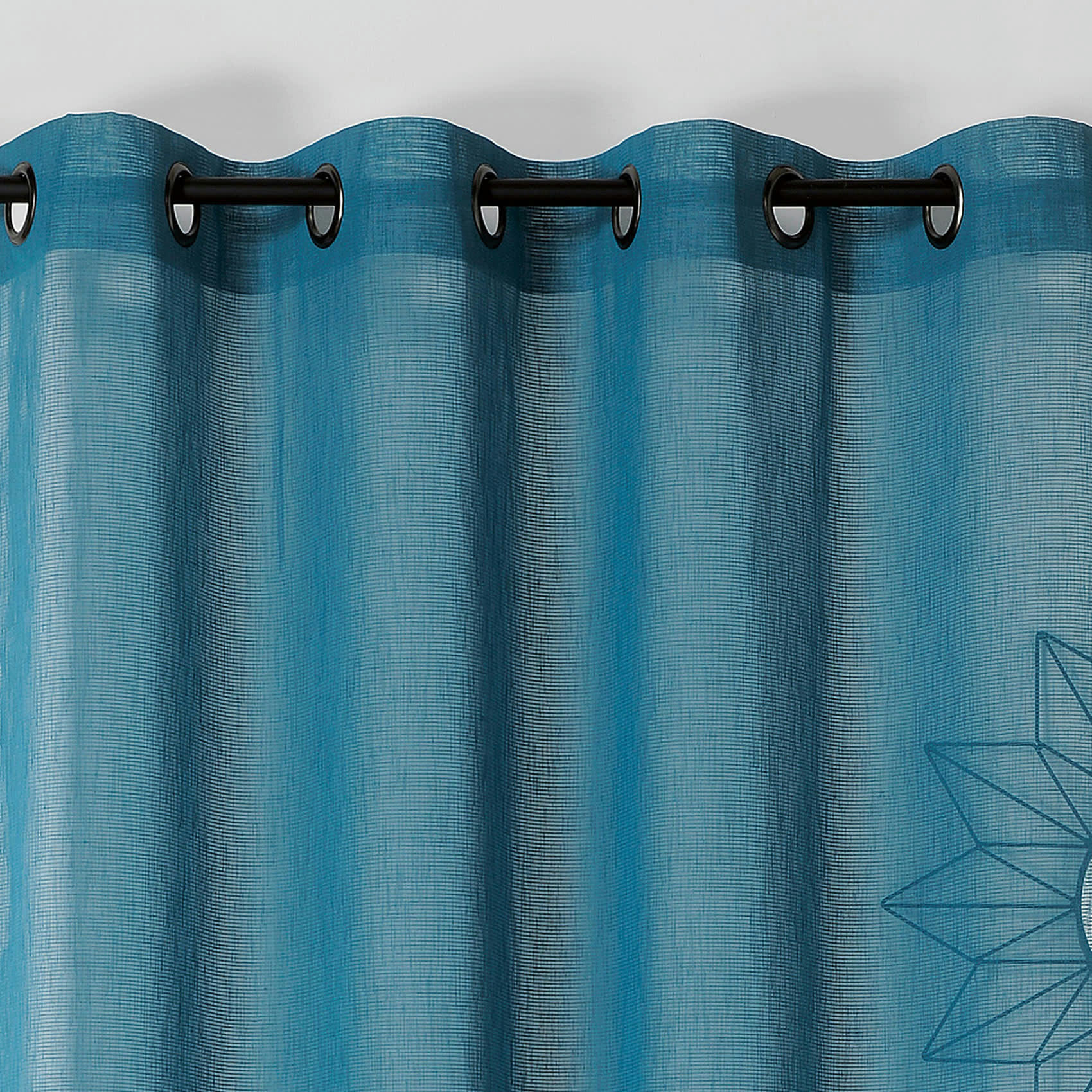 - Voilage  -  - effet de rayures polyester bleu 145x240 cm