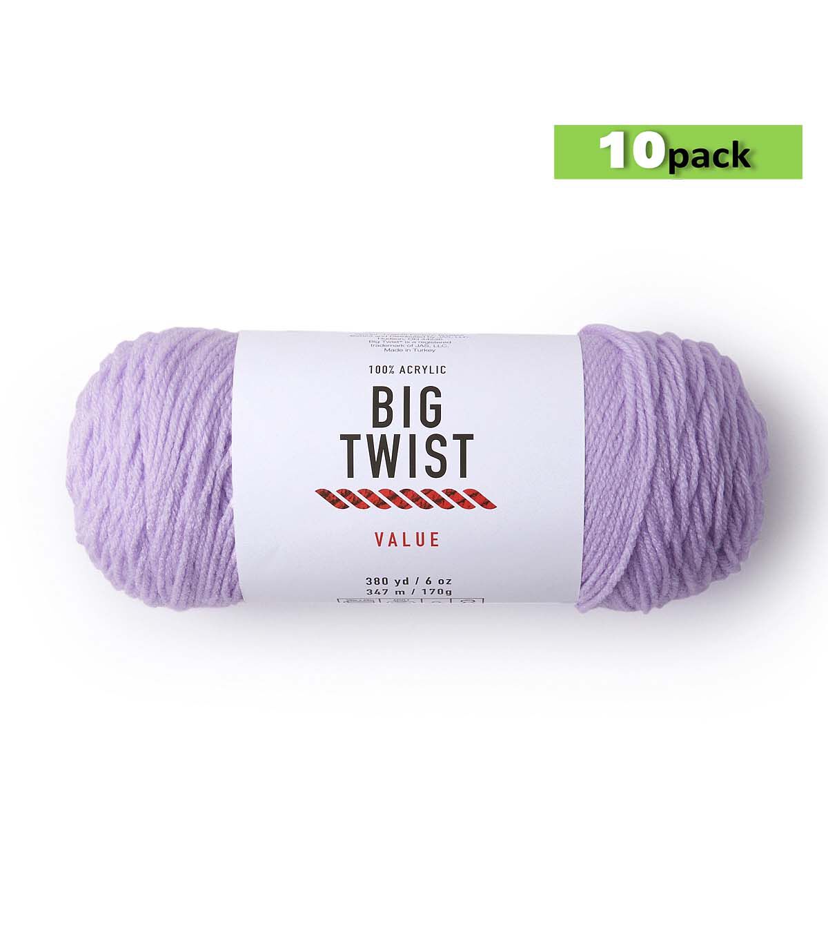 10pk Solid Purple Medium Weight Acrylic 380yd Value Yarn by Big Twist