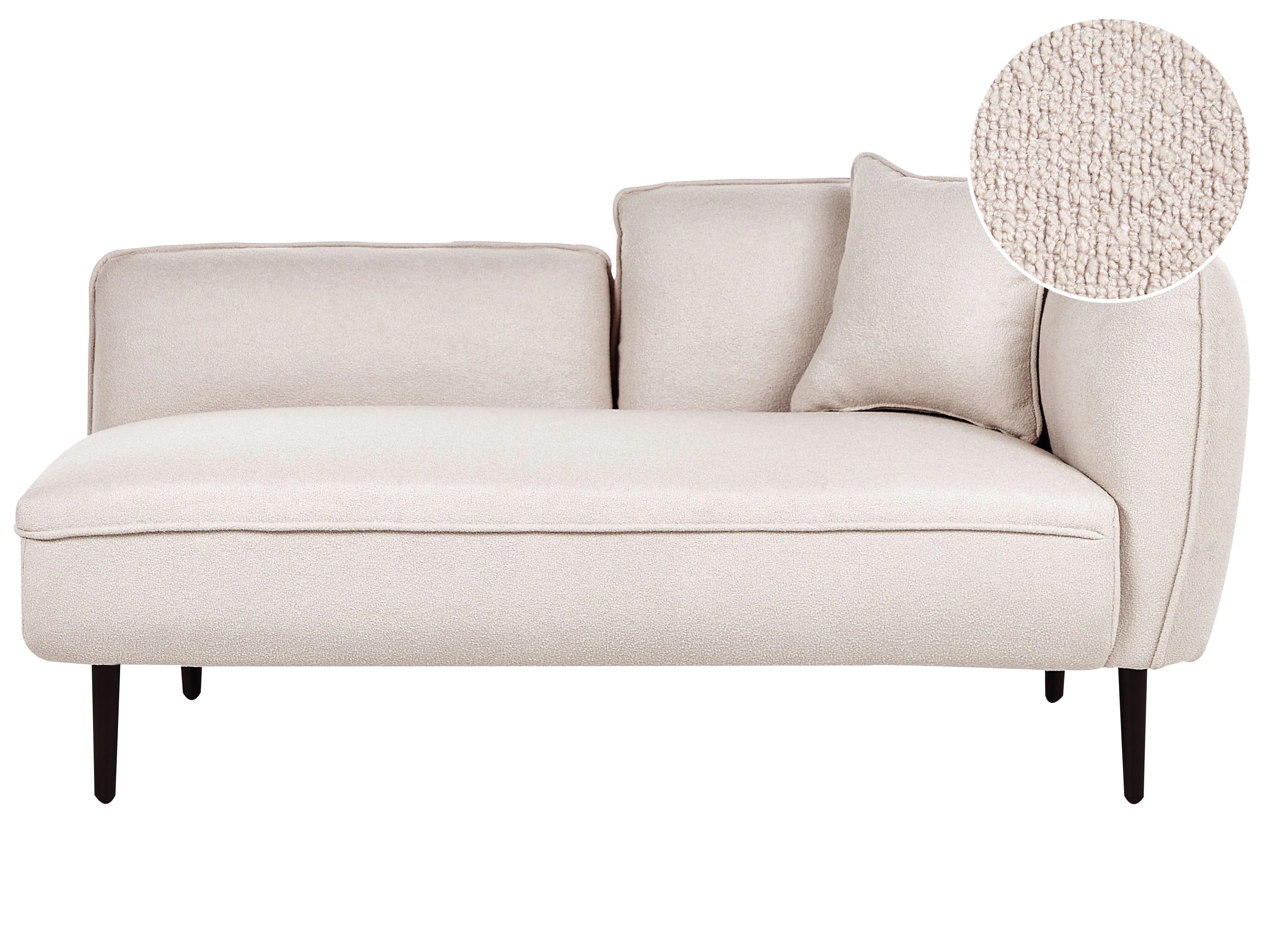 Left-Hand Chaise Longue CHEVANNES Boucle Light Beige