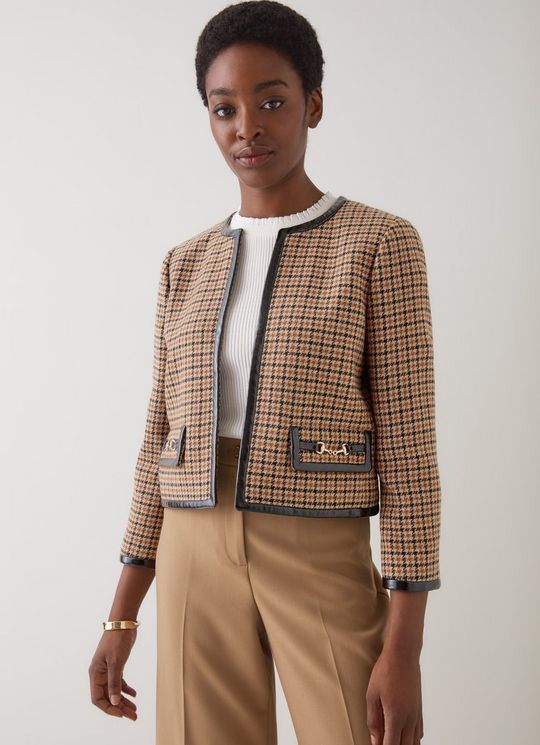 Zisou Brown Check Print Mini Check Jacket
