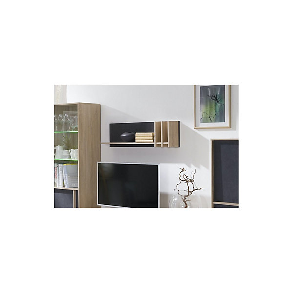 Etagère murale MALMO 100 cm coloris chene clair et gris béton