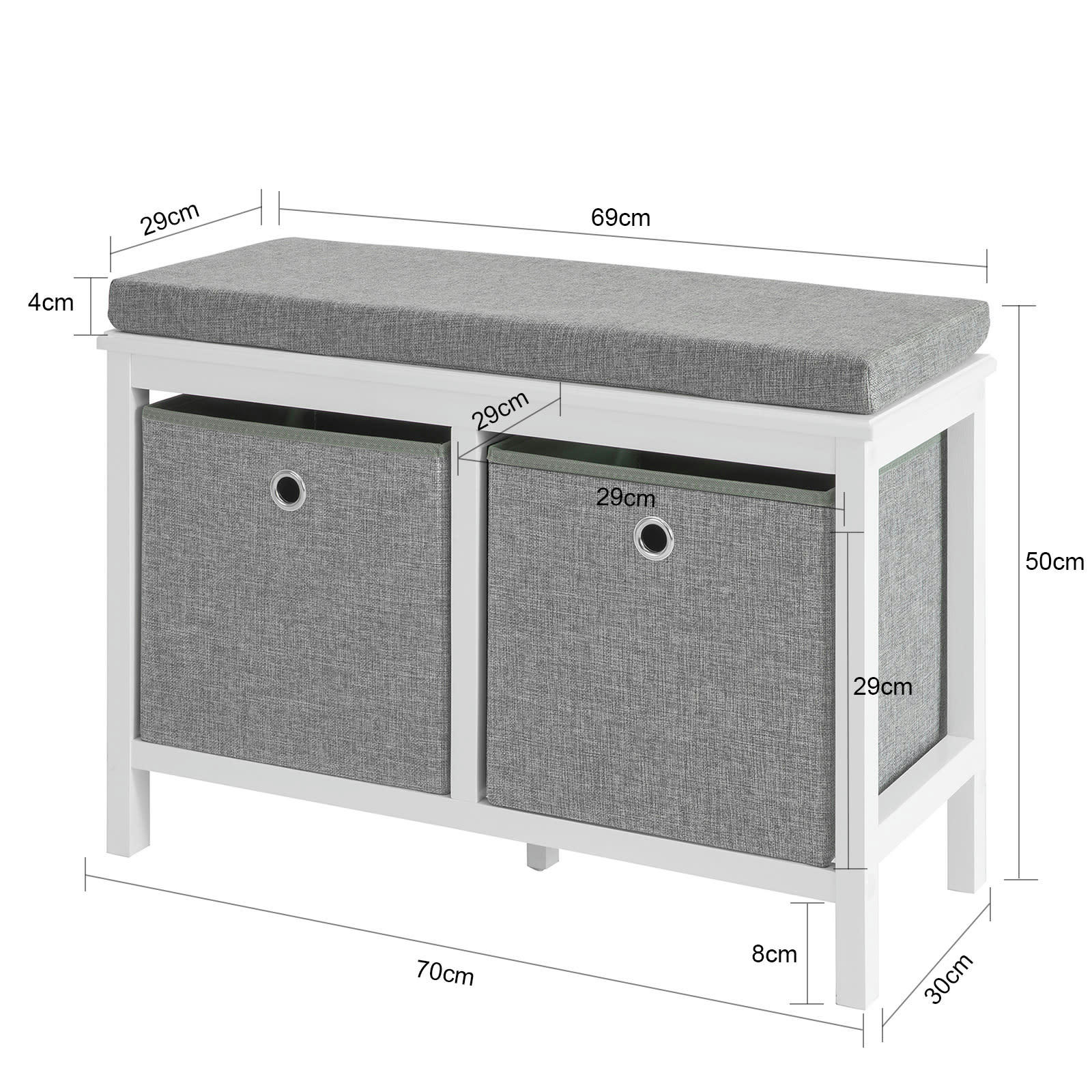 - Banc de rangement 2 paniers effet bois