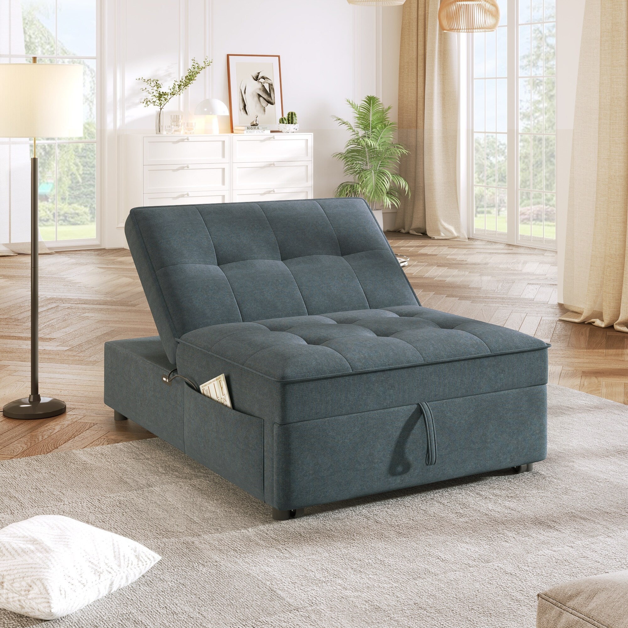 4-In-1 Sofa Chair Bed with Storage Pocket and USB Port - 26.75 x 72.50 x 18.00
