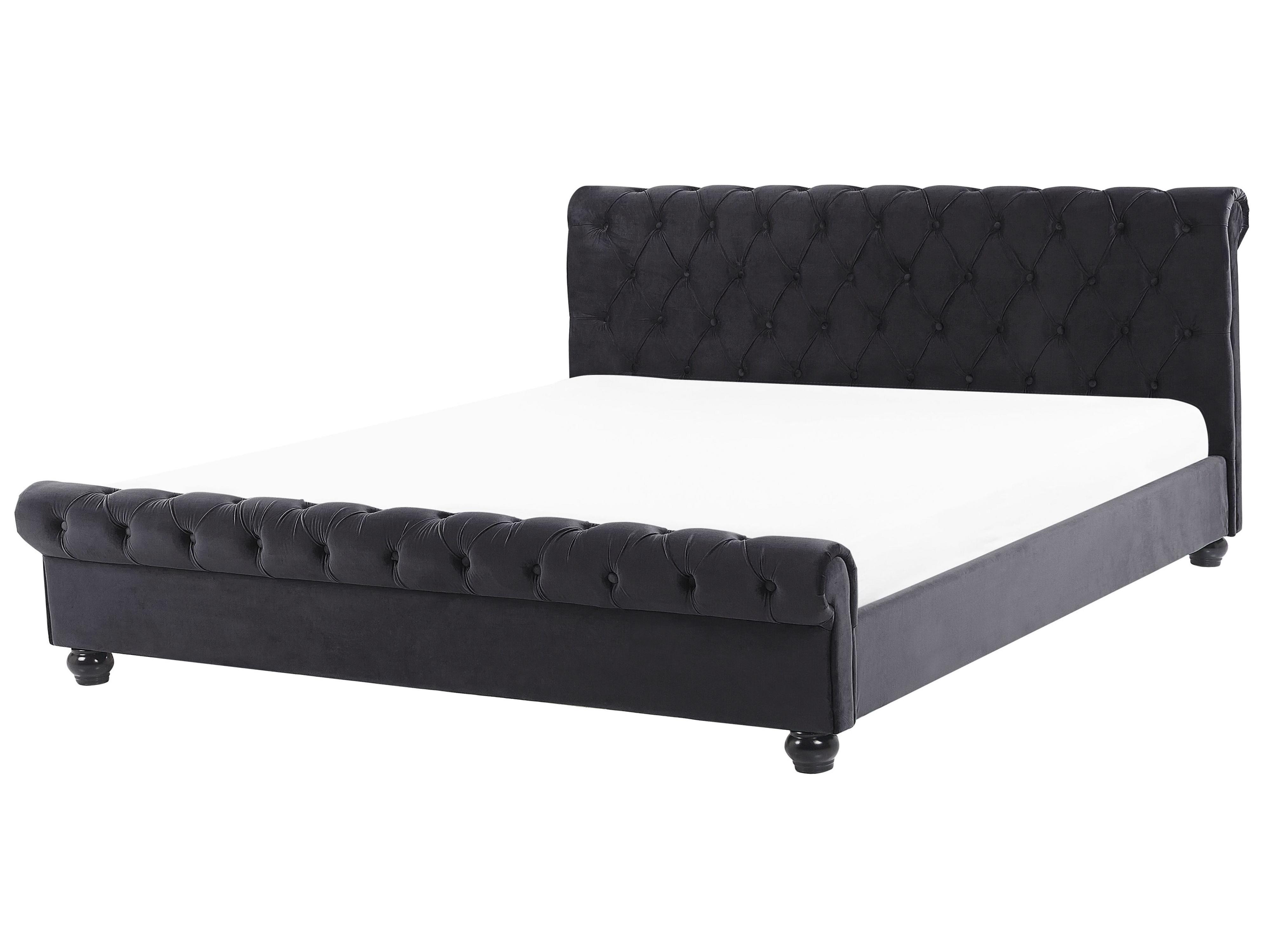 Bed Velvet AVALLON 180 x 200 cm (EU Super King) Black